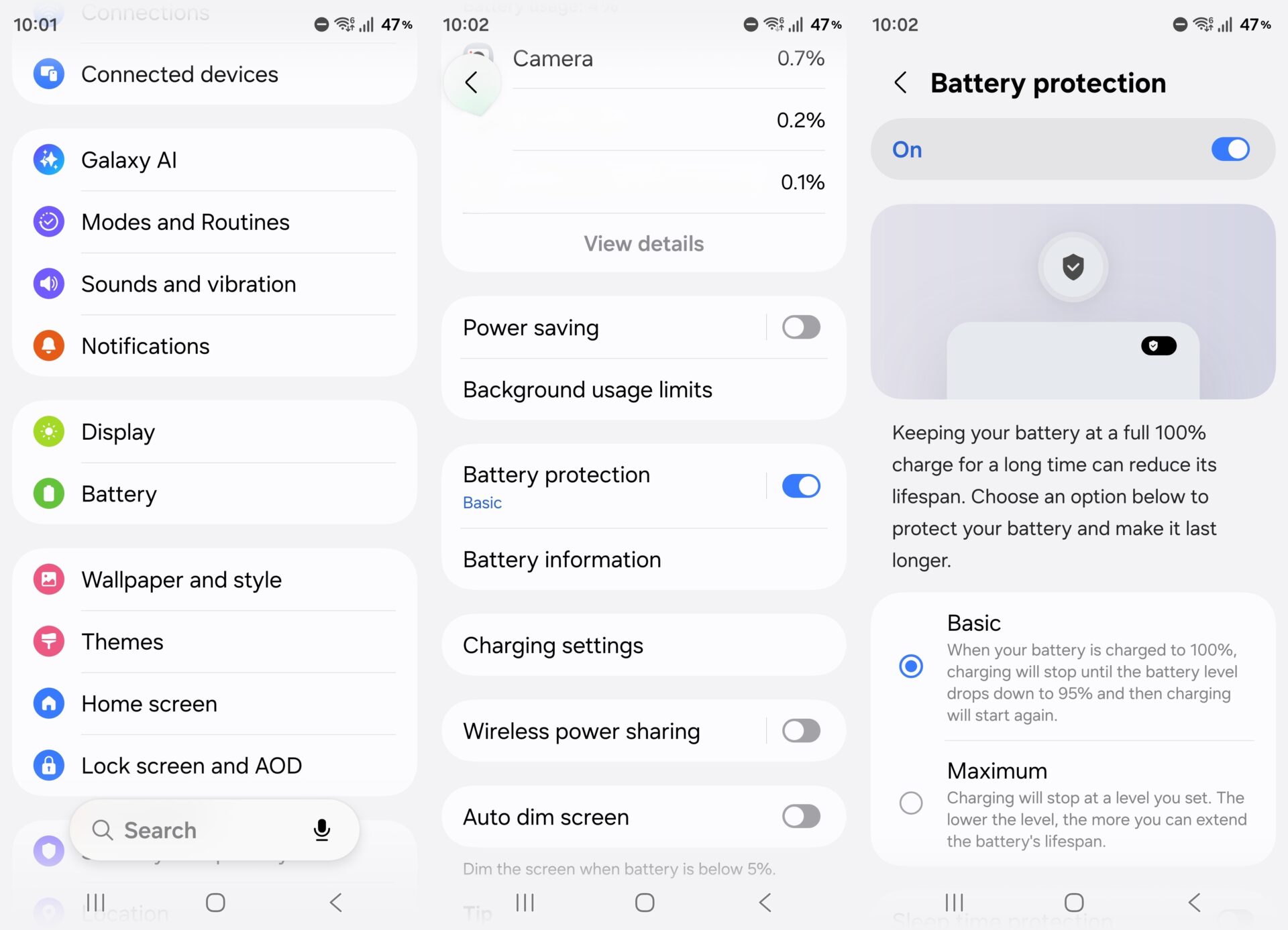 battery protection menu on the galaxy s26 ultra
