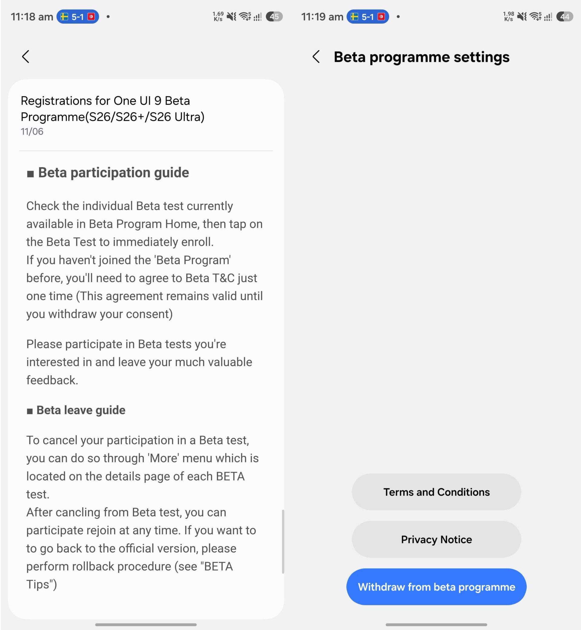 samsung members app one ui 9 beta program participation procedure change how to leave withdraw button
