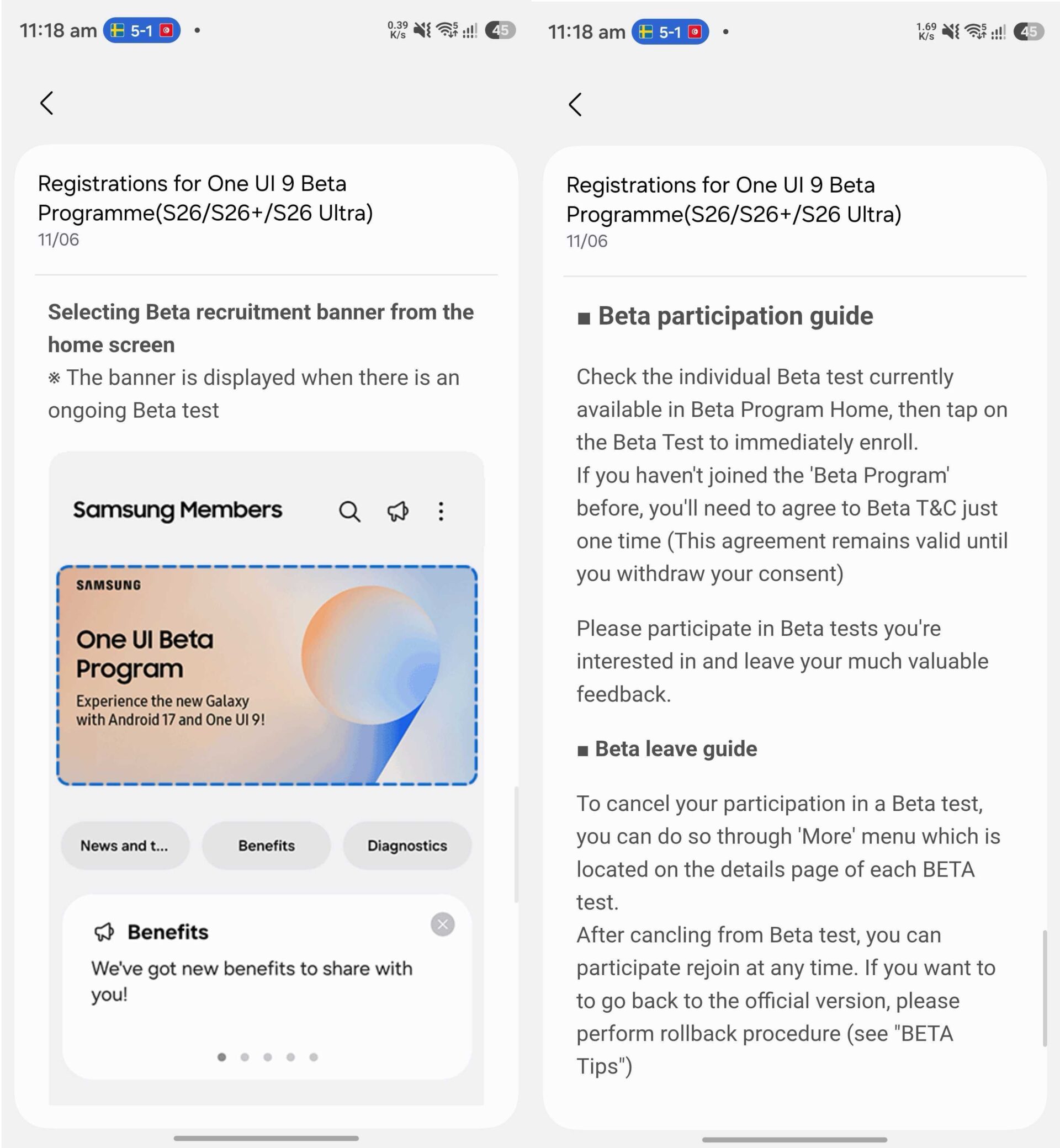 samsung one ui 9 beta program participation procedure change notice how to join leave guide