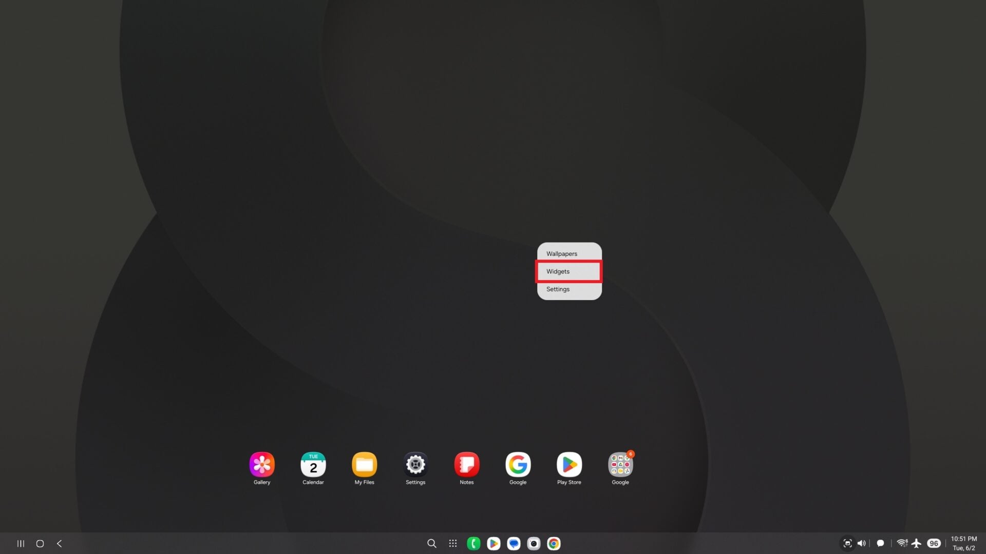 adding widgets to samsung dex