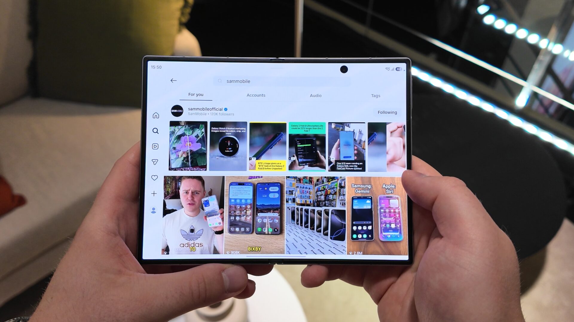 Instagram on Galaxy Z Fold 8 main display