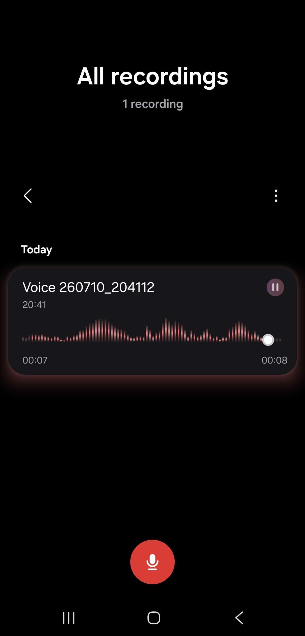 waveform animation in recordings list in samsung voice recorder app