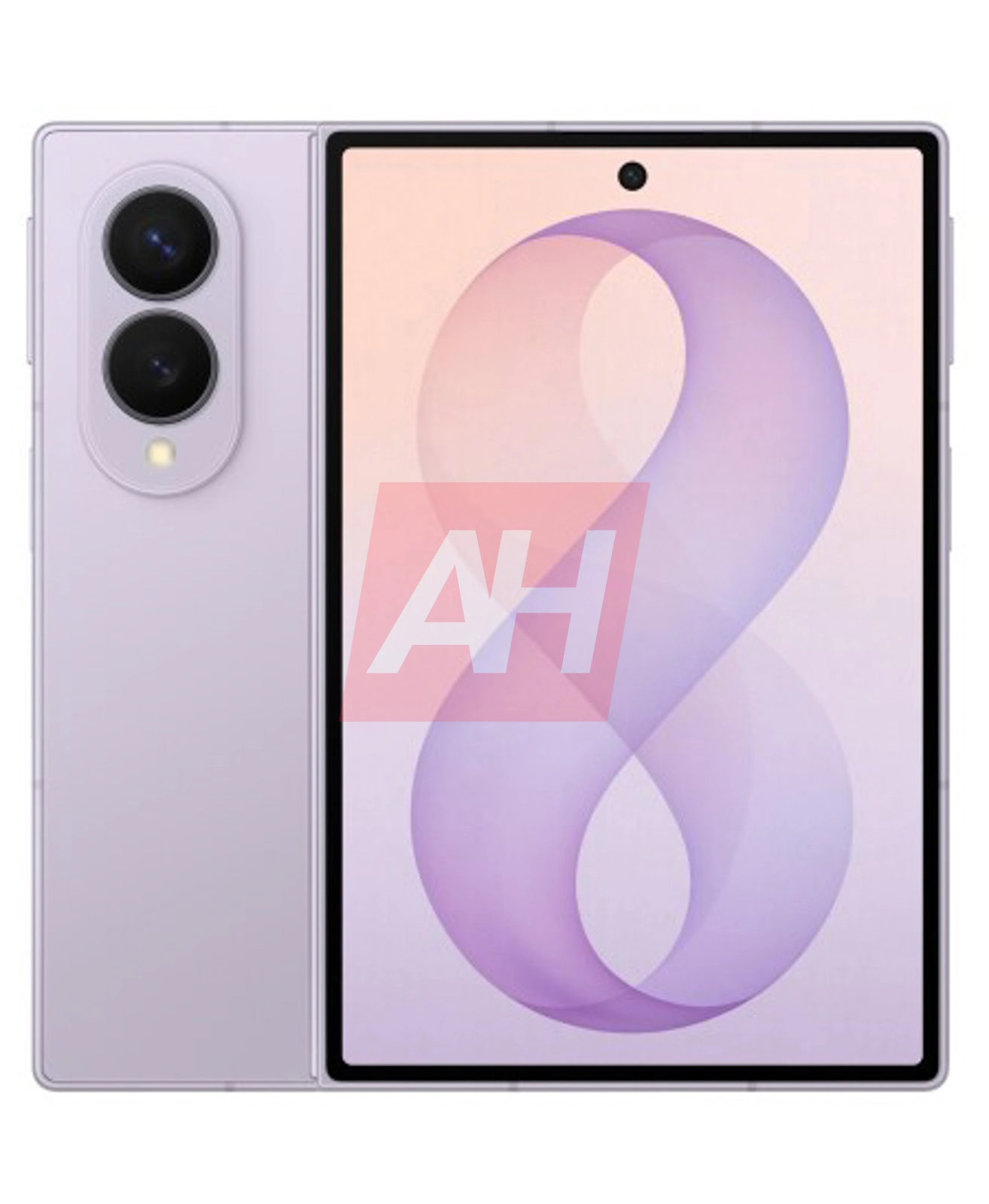 samsung galaxy z fold 8 render showing front and rear design