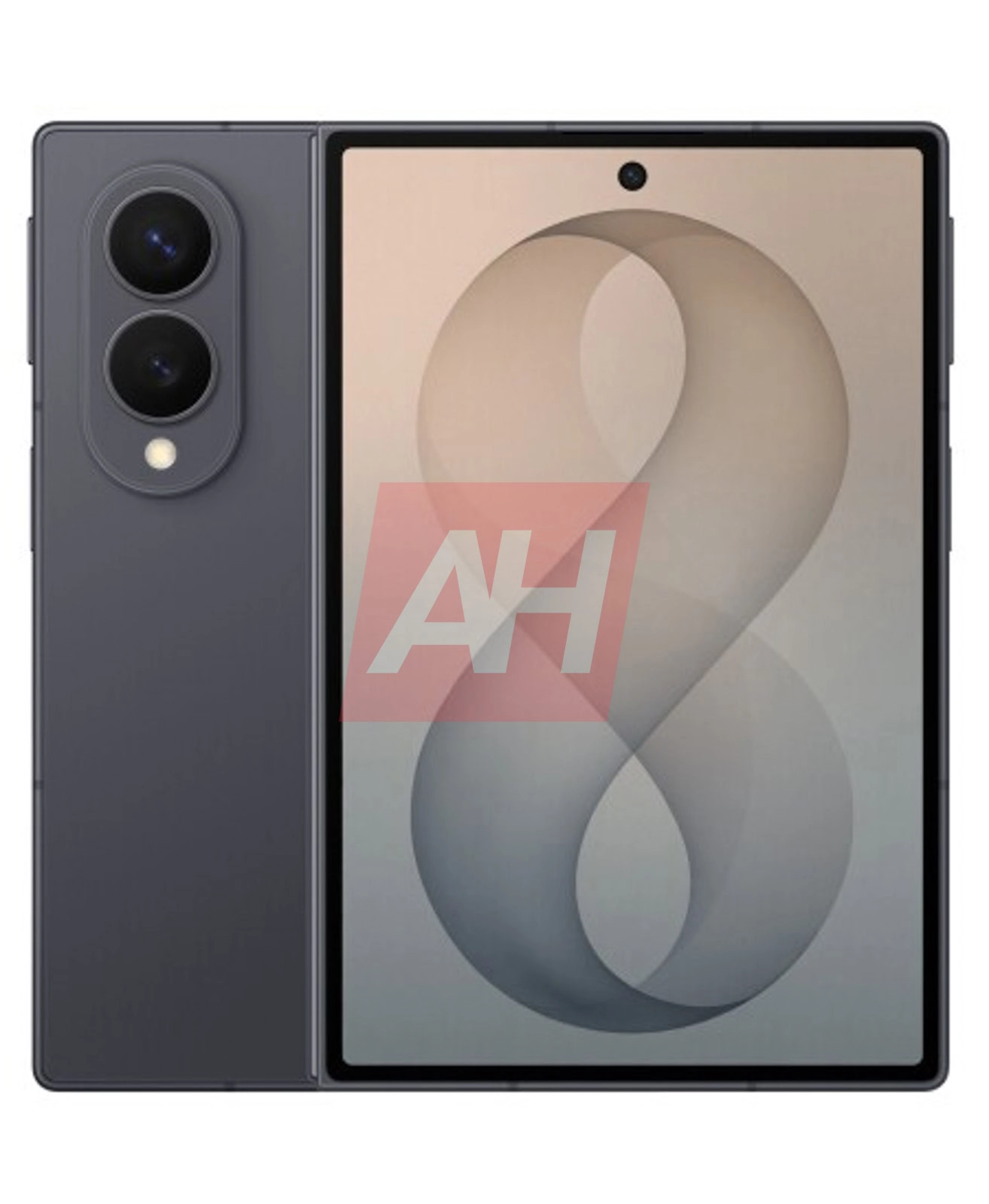 samsung galaxy z fold 8 render showing front and rear design