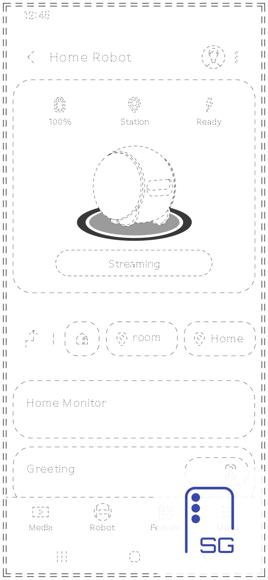 Samsung Ballie AI Robot Companion App Sketch