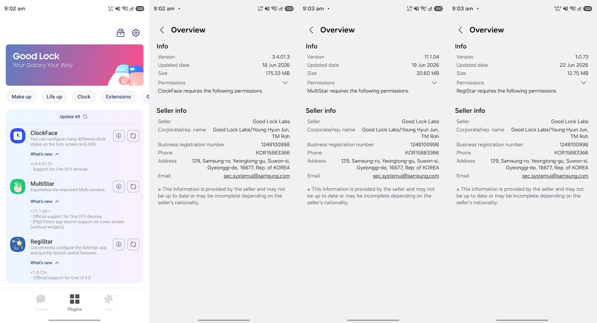 samsung clockface multistar registar good lock updates one ui 9 compatibility