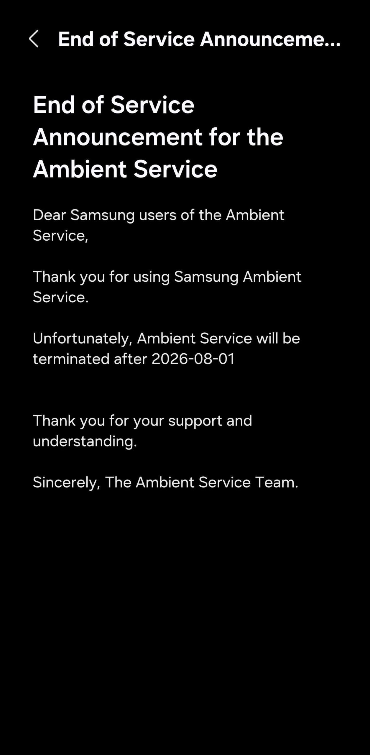 smartthings ambient service notice