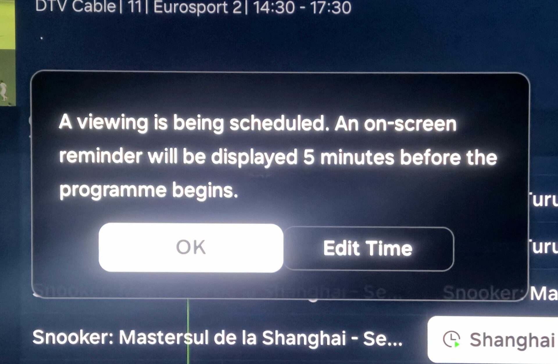 Samsung TV guide scheduler.