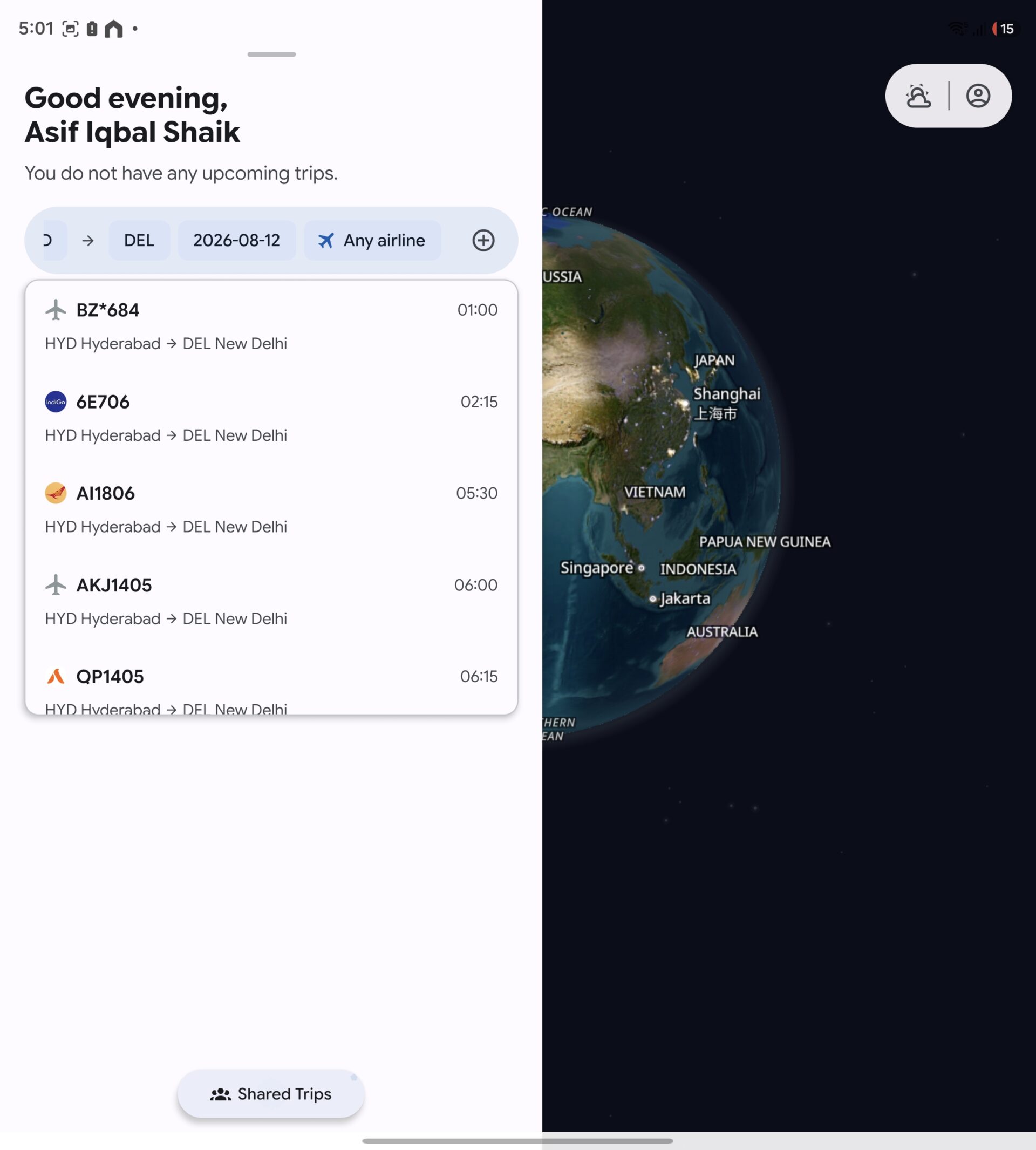 Aviate Android App Flight Search Foldable Optimization