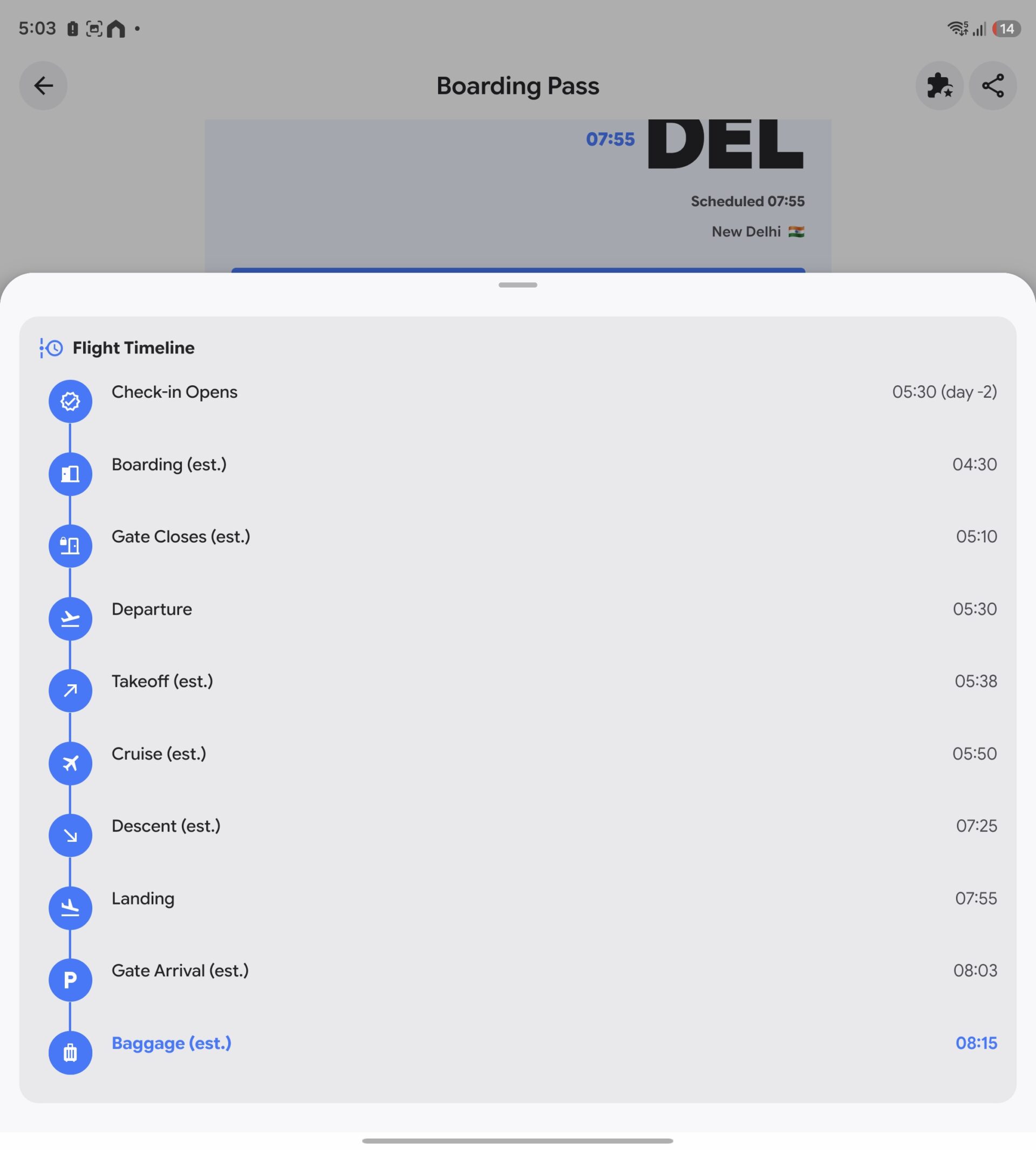 Aviate Android App Flight Timeline Foldable Optimization