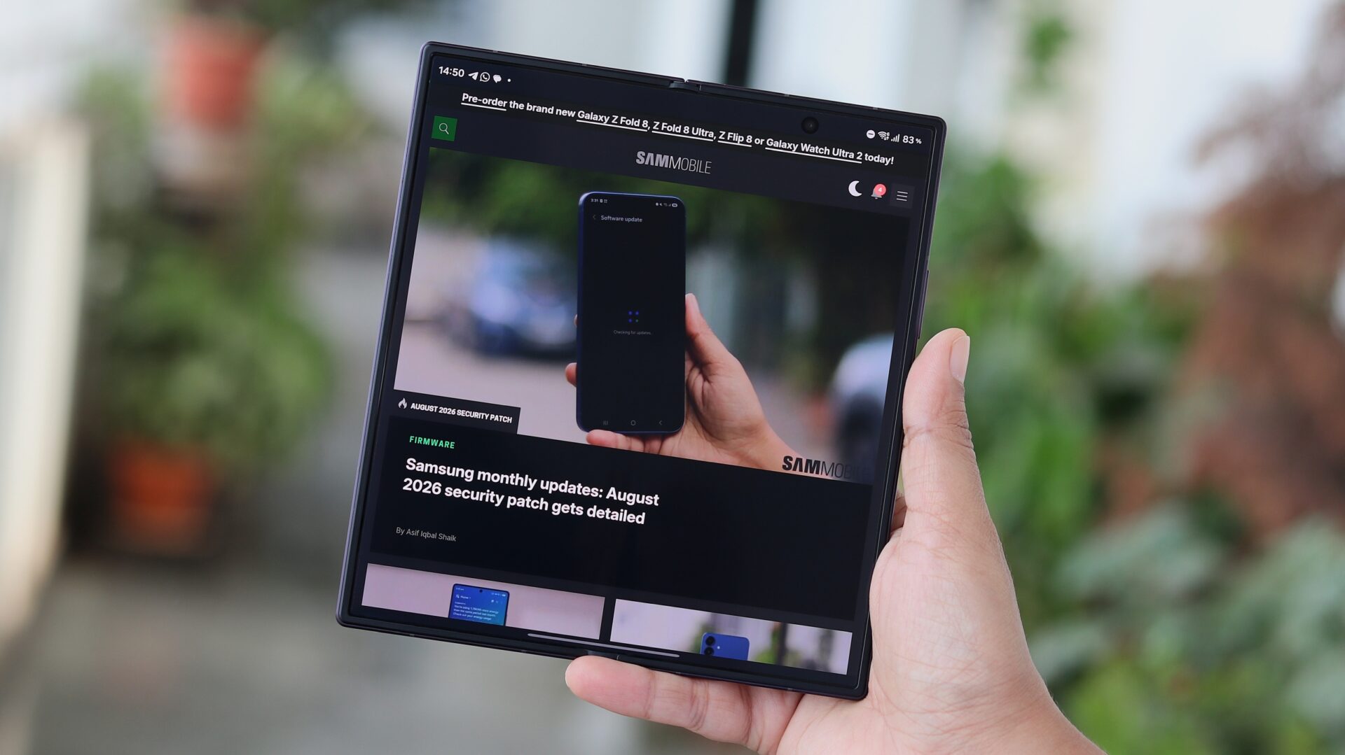 Browsing on Samsung Galaxy Z Fold 8 Ultra