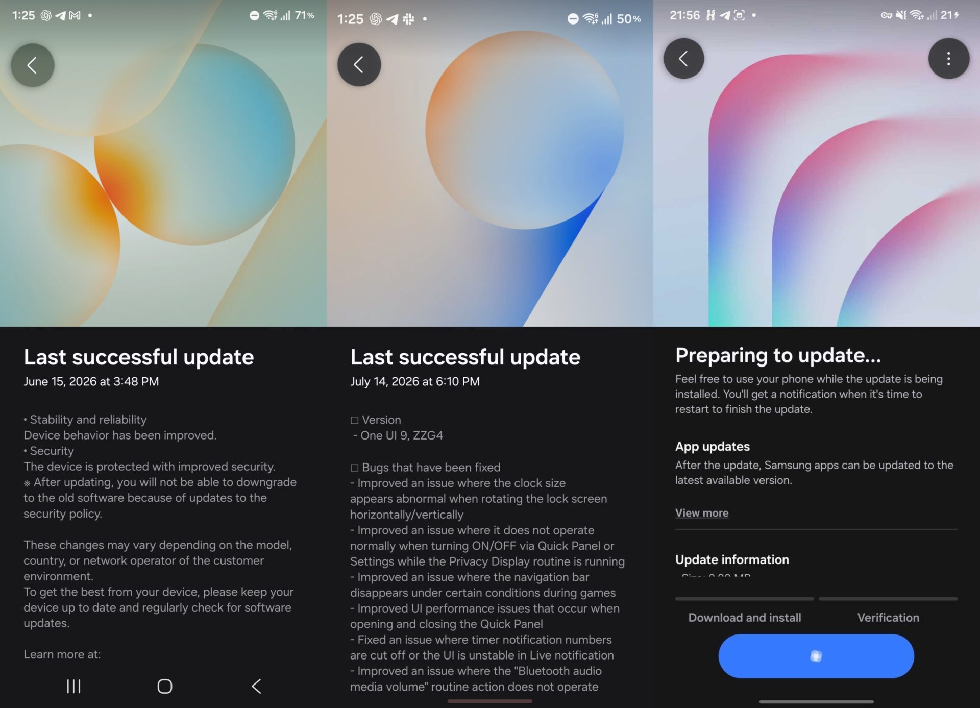 One UI 8.5 vs 9 vs 9.5 update banner