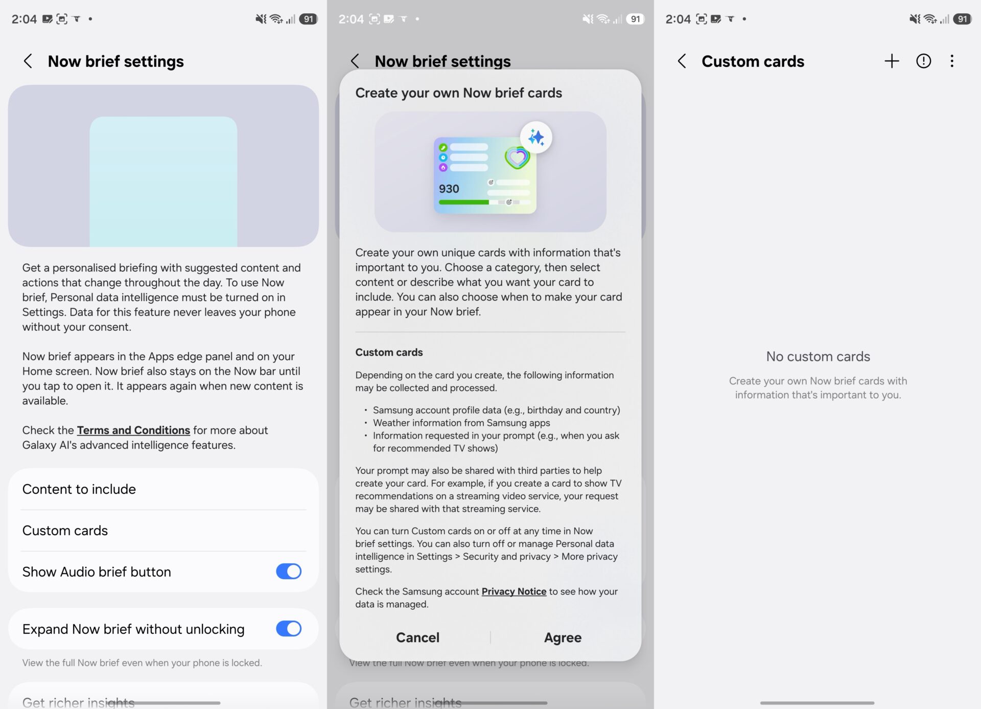 Samsung Galaxy S26 Ultra One UI 9.0 Beta 7 Now Brief Custom Cards