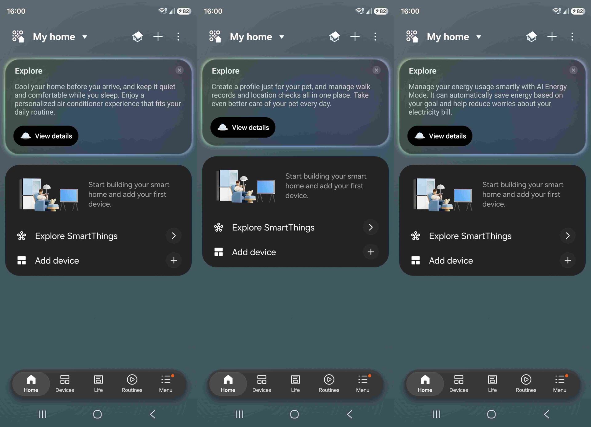 Samsung SmartThings Android App One UI 9.0 Design Leak Explore Suggestions Card