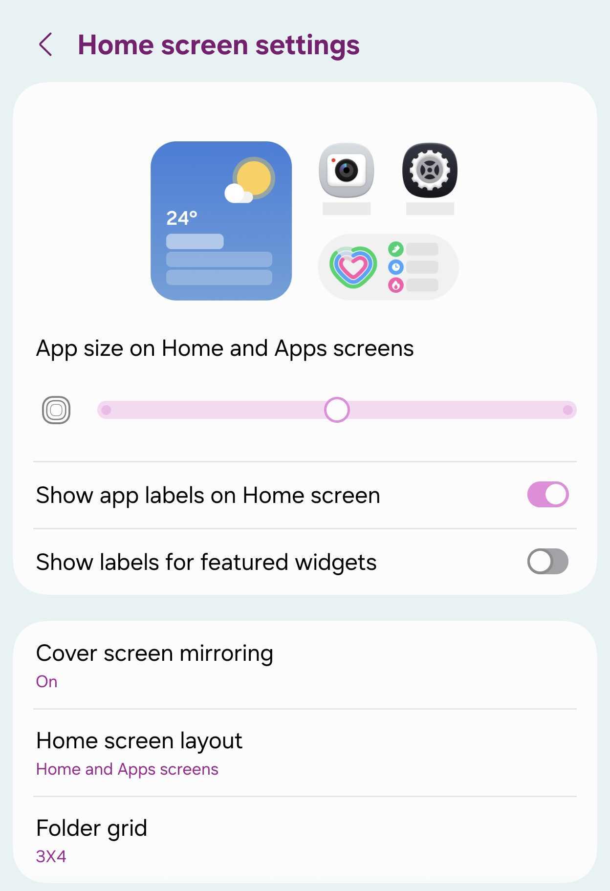 Galaxy Z Fold 8 home screen settings