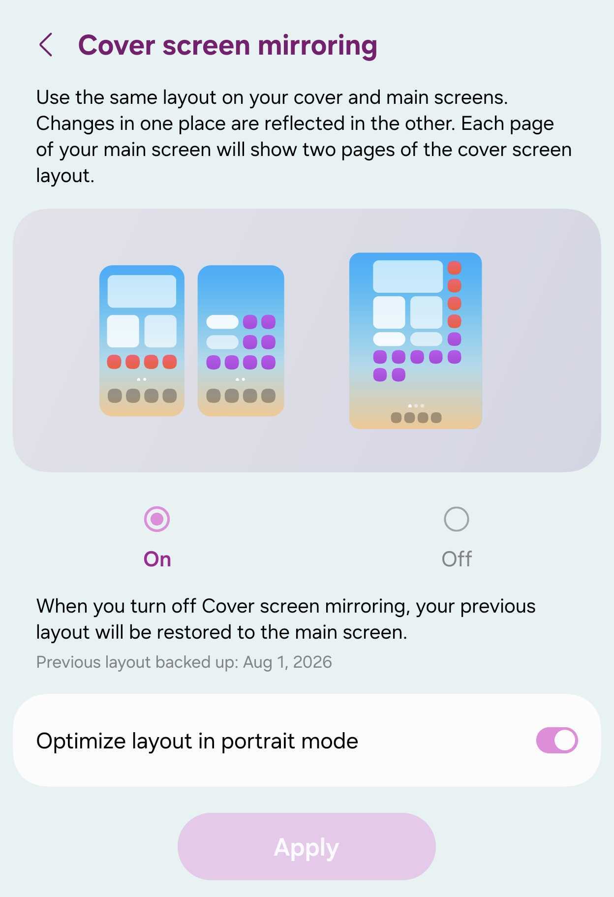 Galaxy Z Fold 8 home screen settings