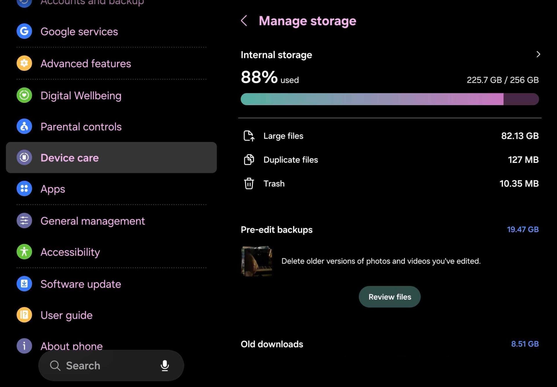 Samsung Device Care Storage