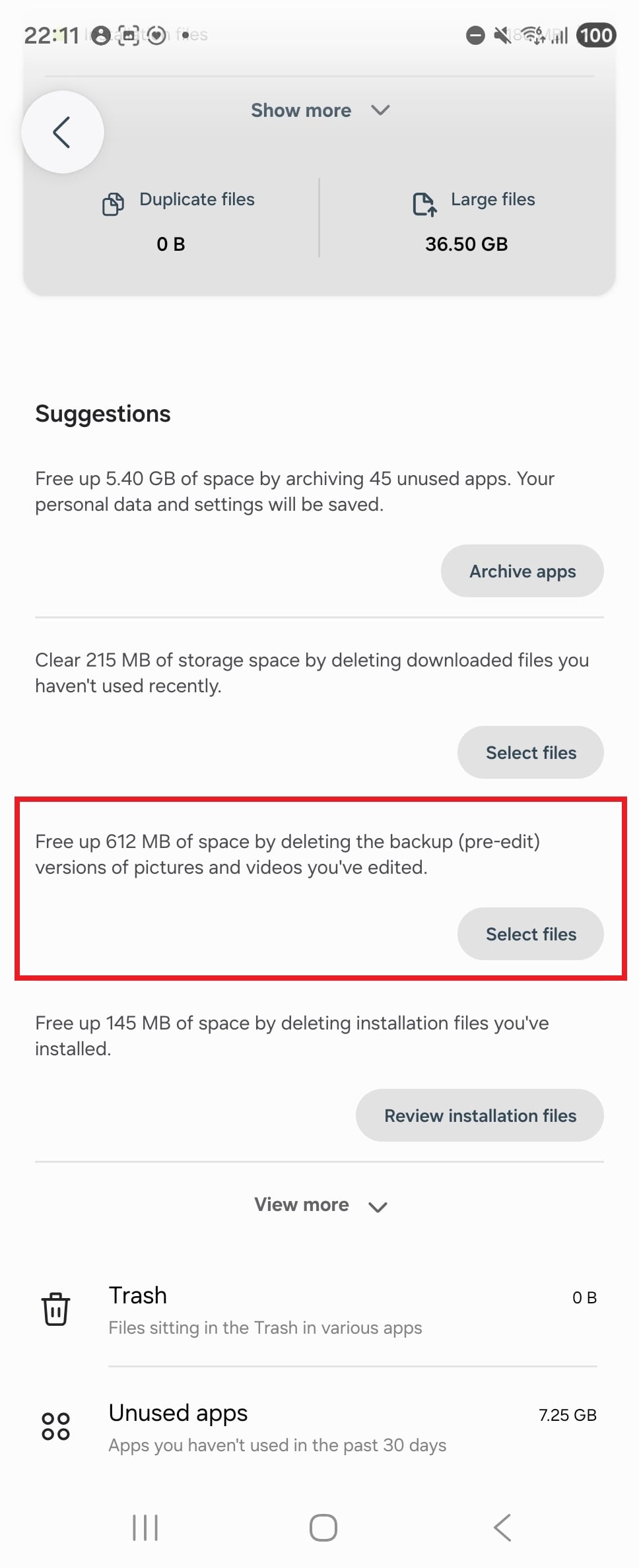 Pre-edit backups in Samsung Gallery app