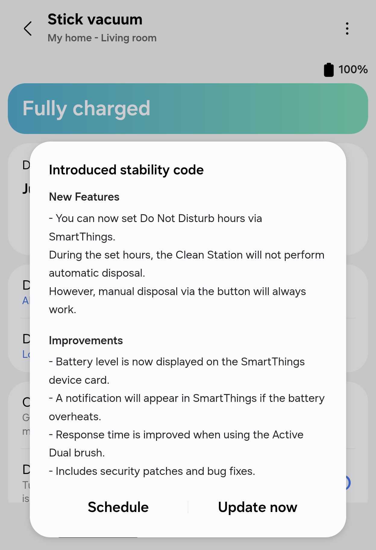 SmartThings vacuum update