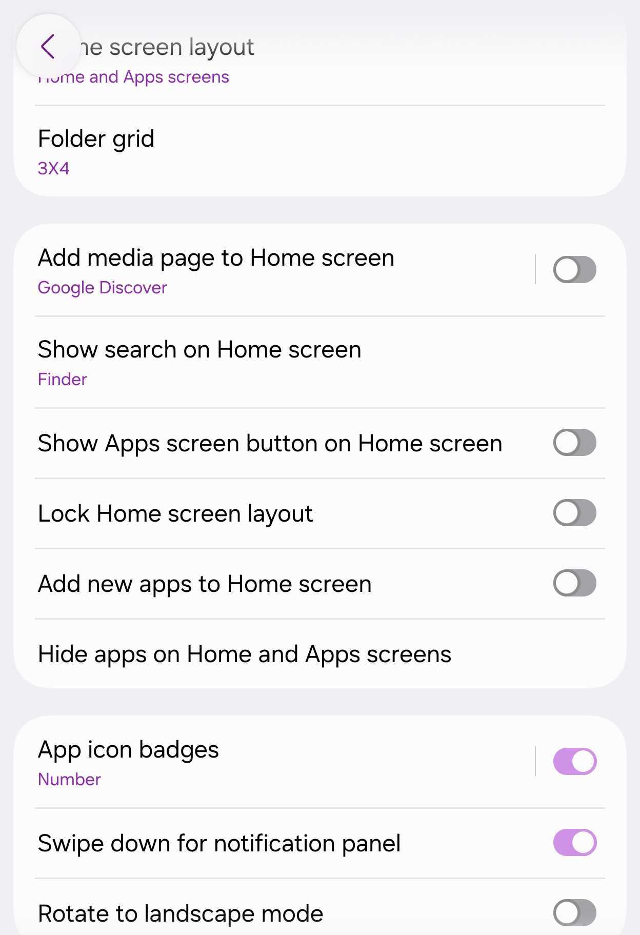 One UI 9.0 Home Finder settings