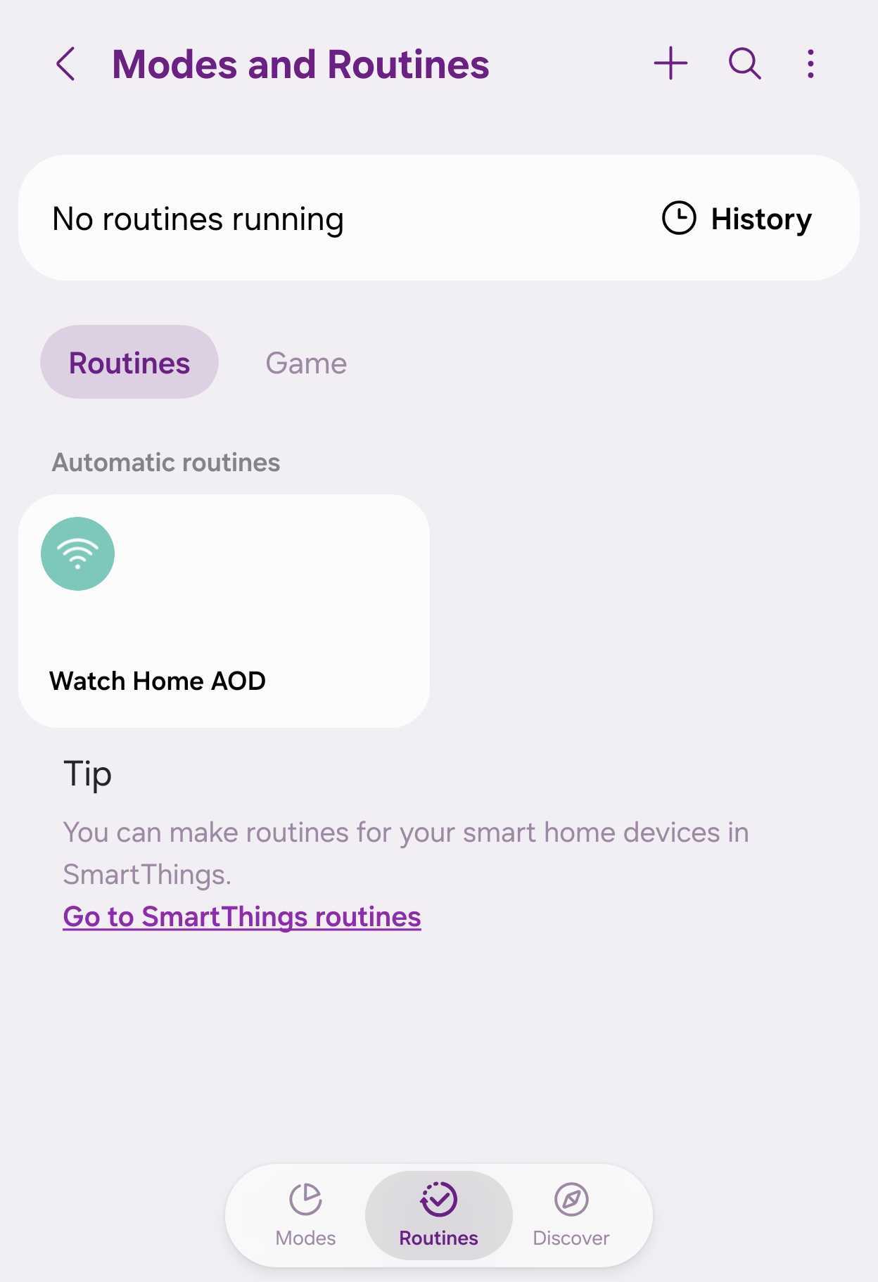 Modes and Routines Galaxy Watch AOD