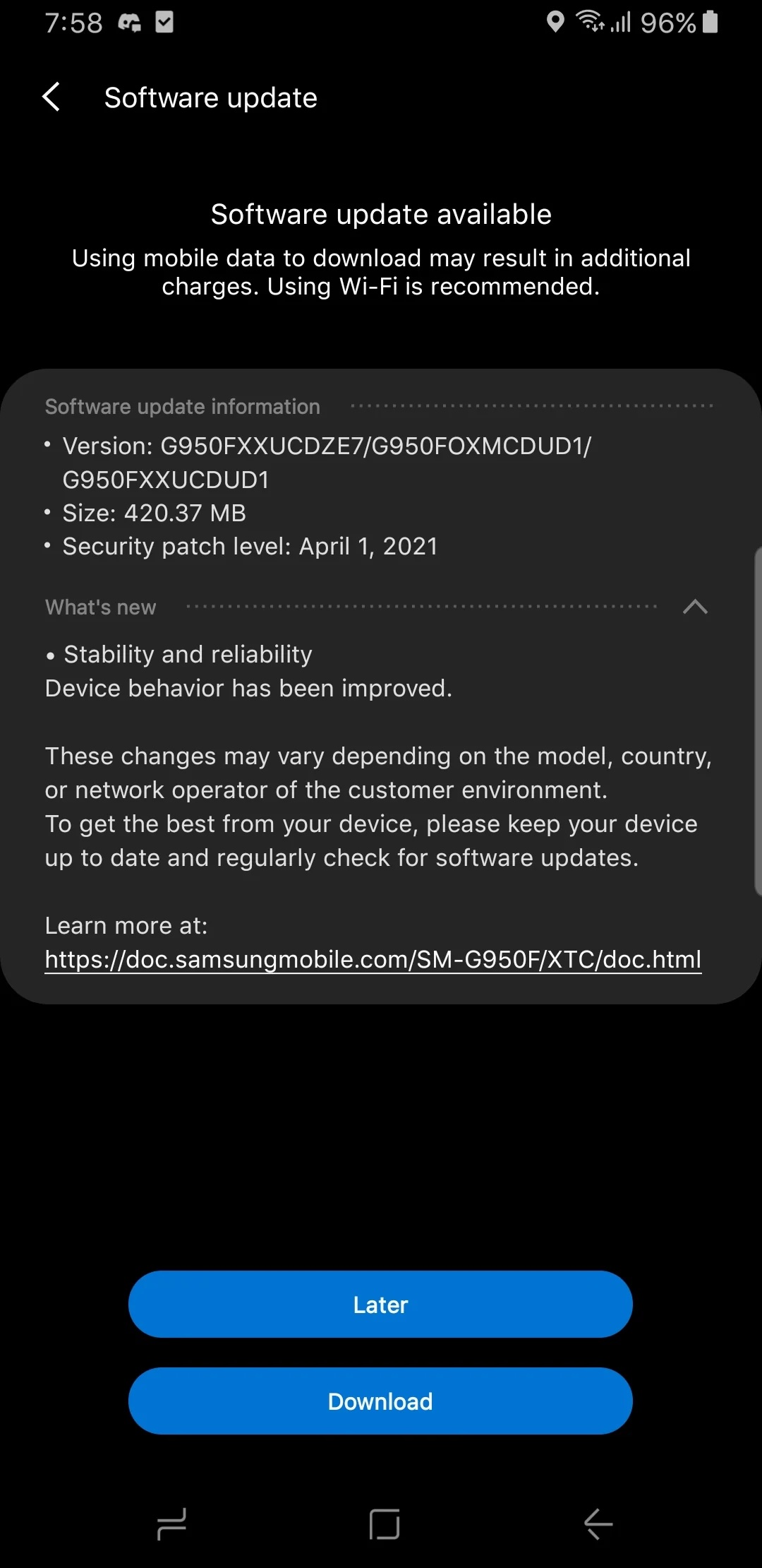 New 2026 Galaxy S8 update