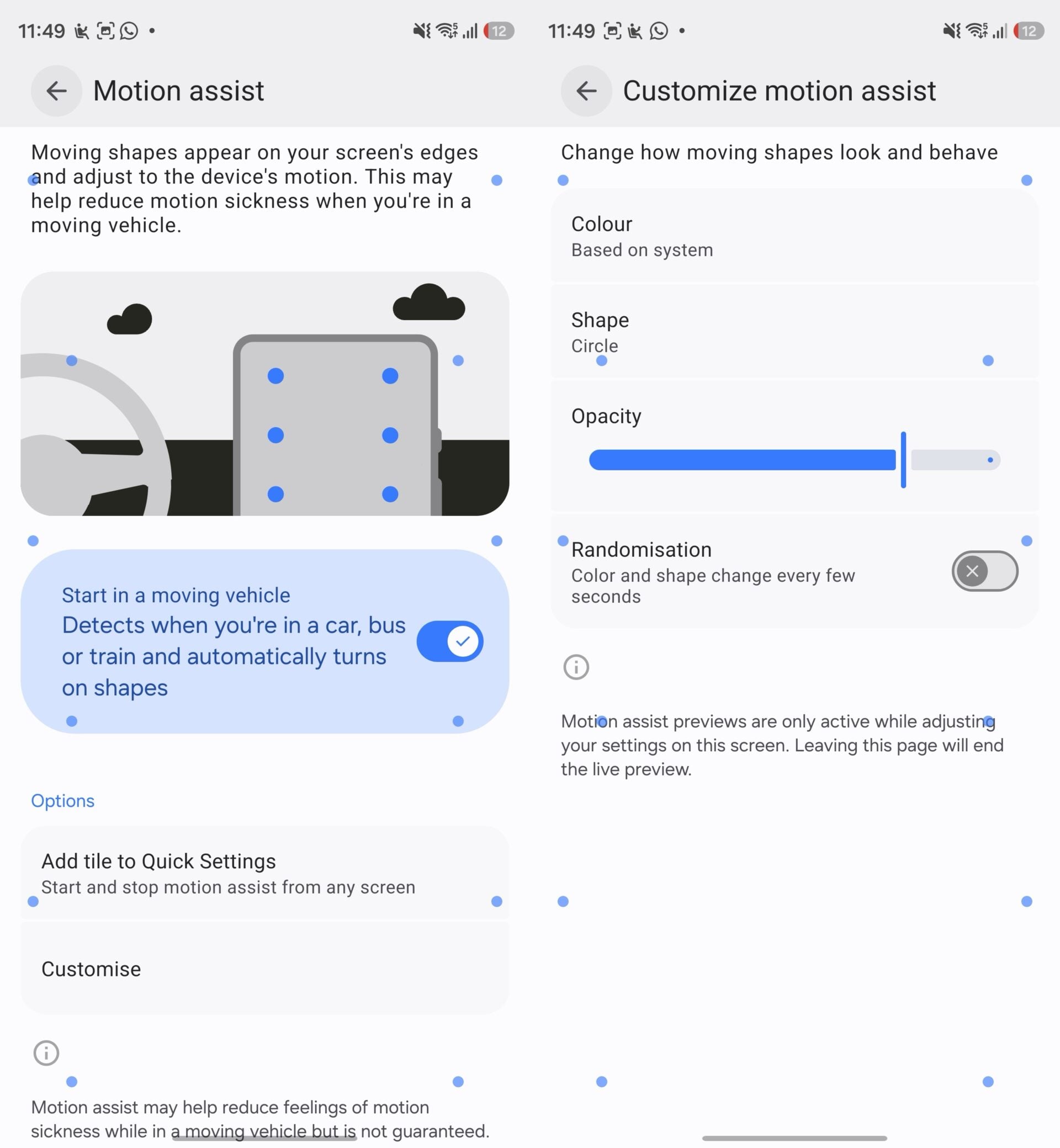 Google Motion Assist Samsung Galaxy S26 Ultra One UI 9.0 Quick Panel Control Settings