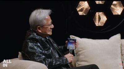 Nvidia CEO Jensen Huang using a Galaxy Z Fold 8