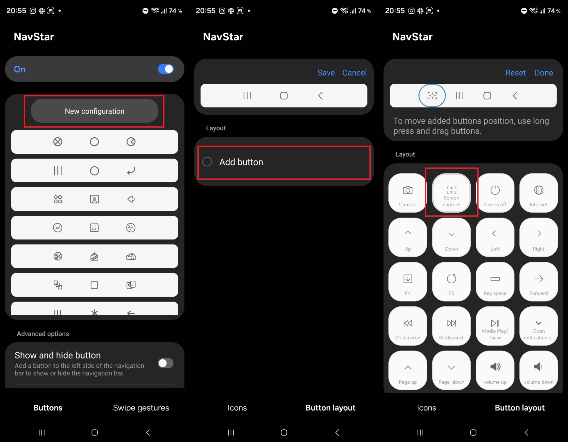 Samsung NavStar button configuration