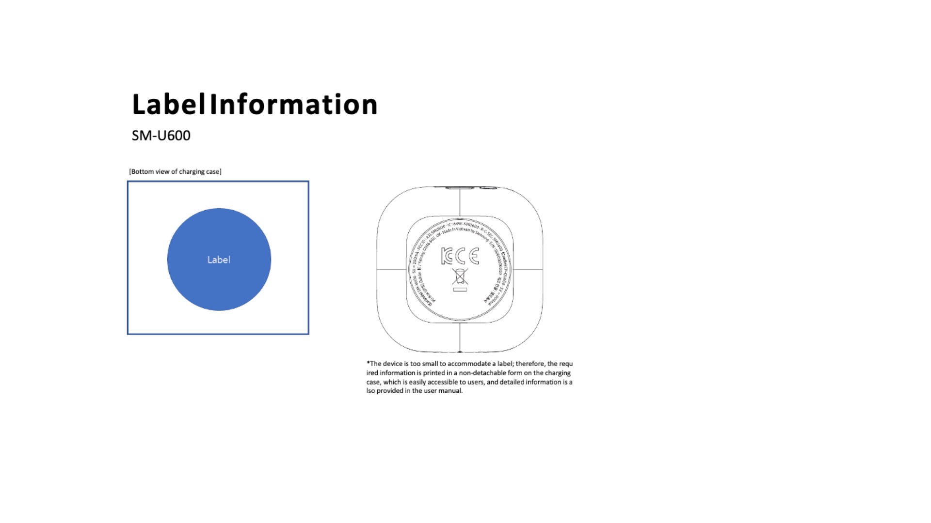Samsung Galaxy Buds On SM-U600 FCC Label