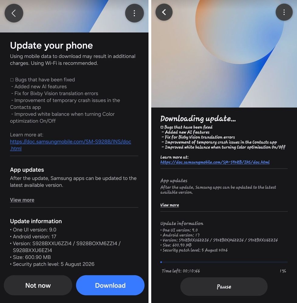 Samsung Galaxy S24 Ultra One UI 9.0 Beta 2 Update India Firmware Version Changelog