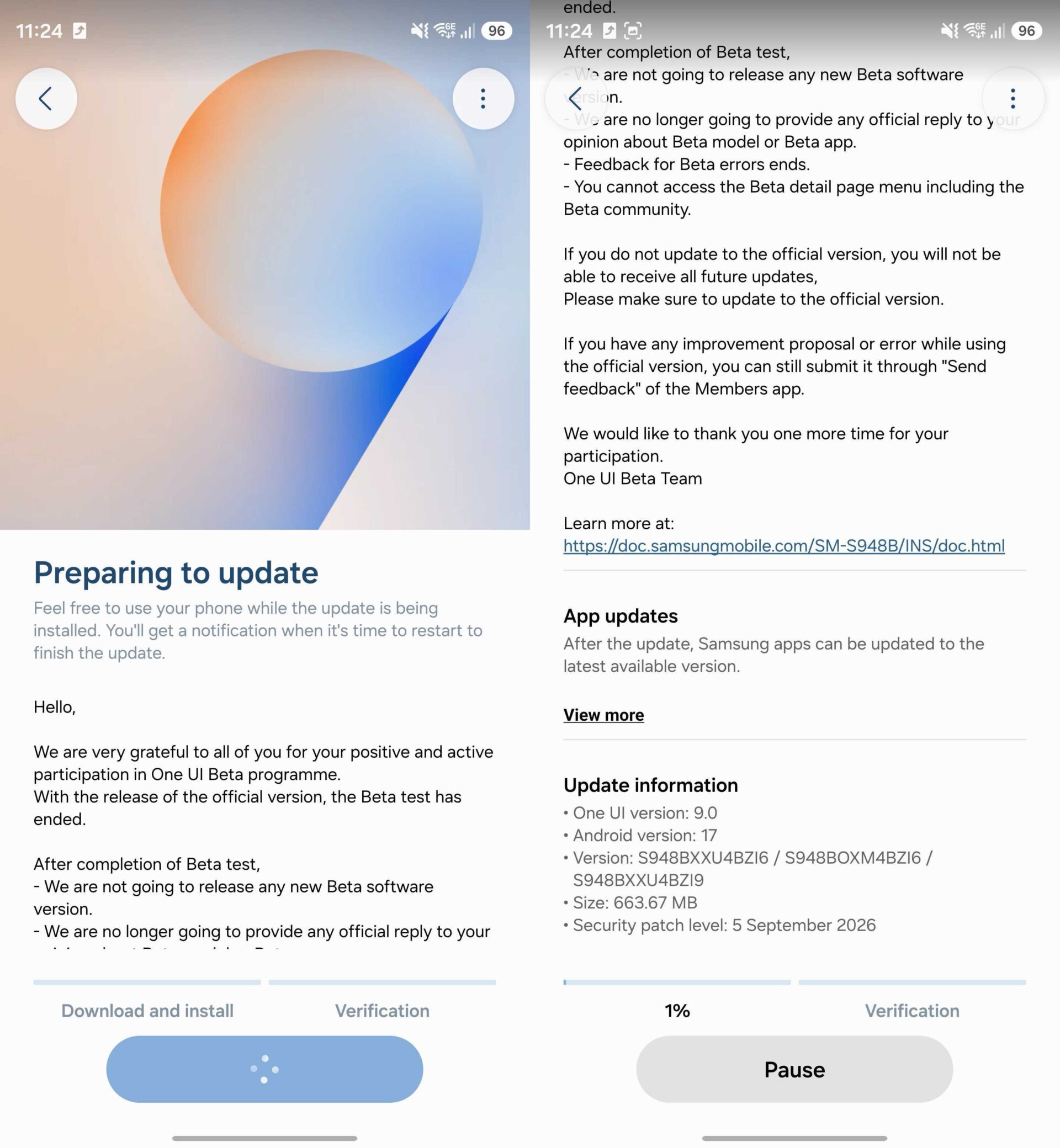 Samsung Galaxy S26 Ultra Stable One UI 9.0 Update India Beta Testers