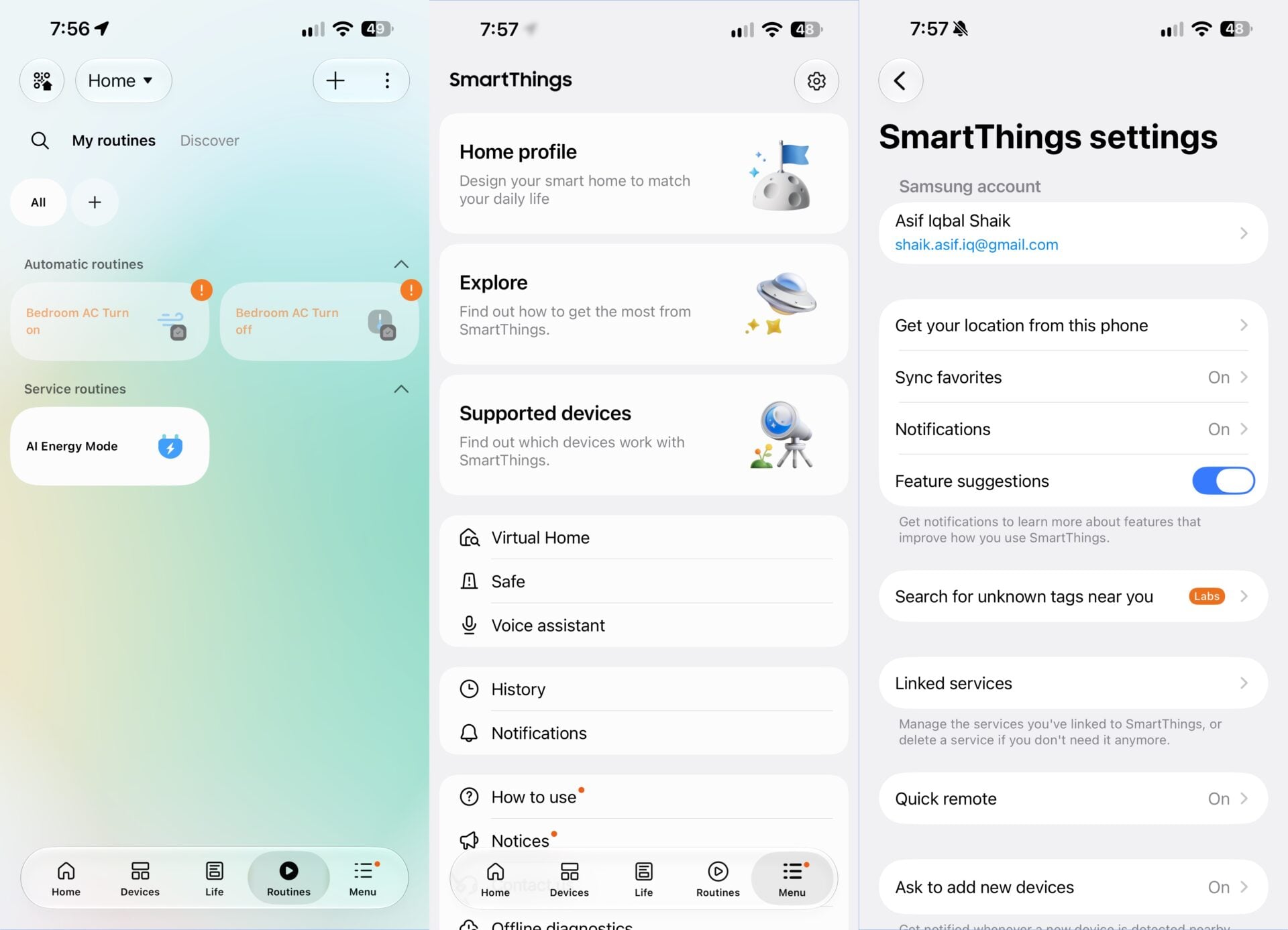 Samsung SmartThings UI Redesign September 2026 Routines Menu Settings