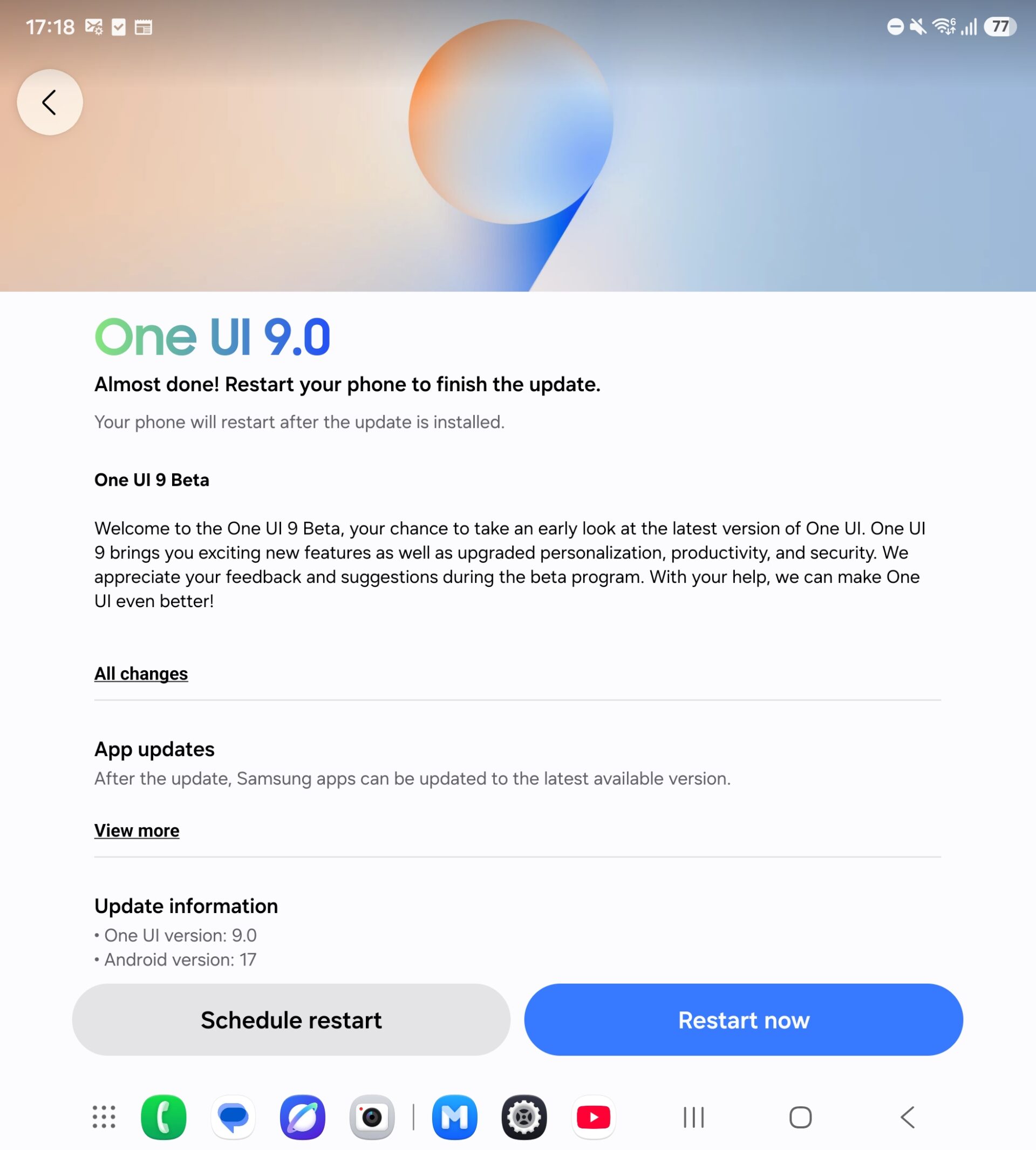One UI 9 update for Galaxy Z Fold 7