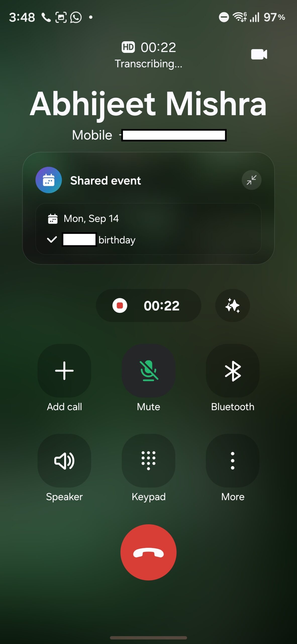 Galaxy AI Call Brief in action