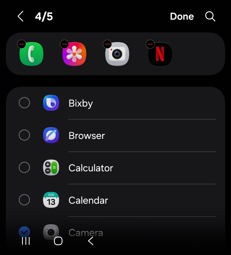 Selecting apps for Flip 8 cover display home screen on One UI 9