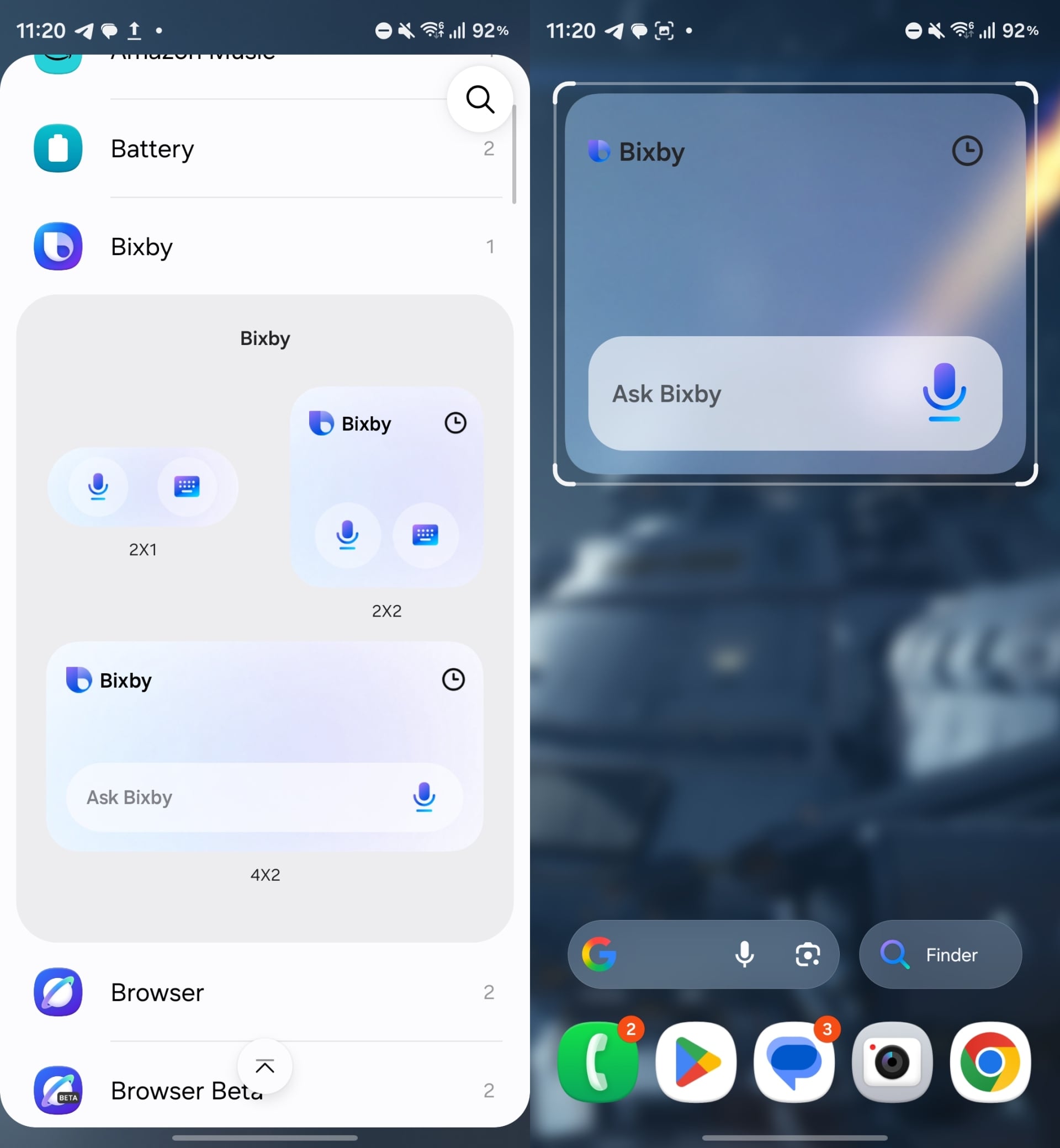 Bixby widgets in One UI 9