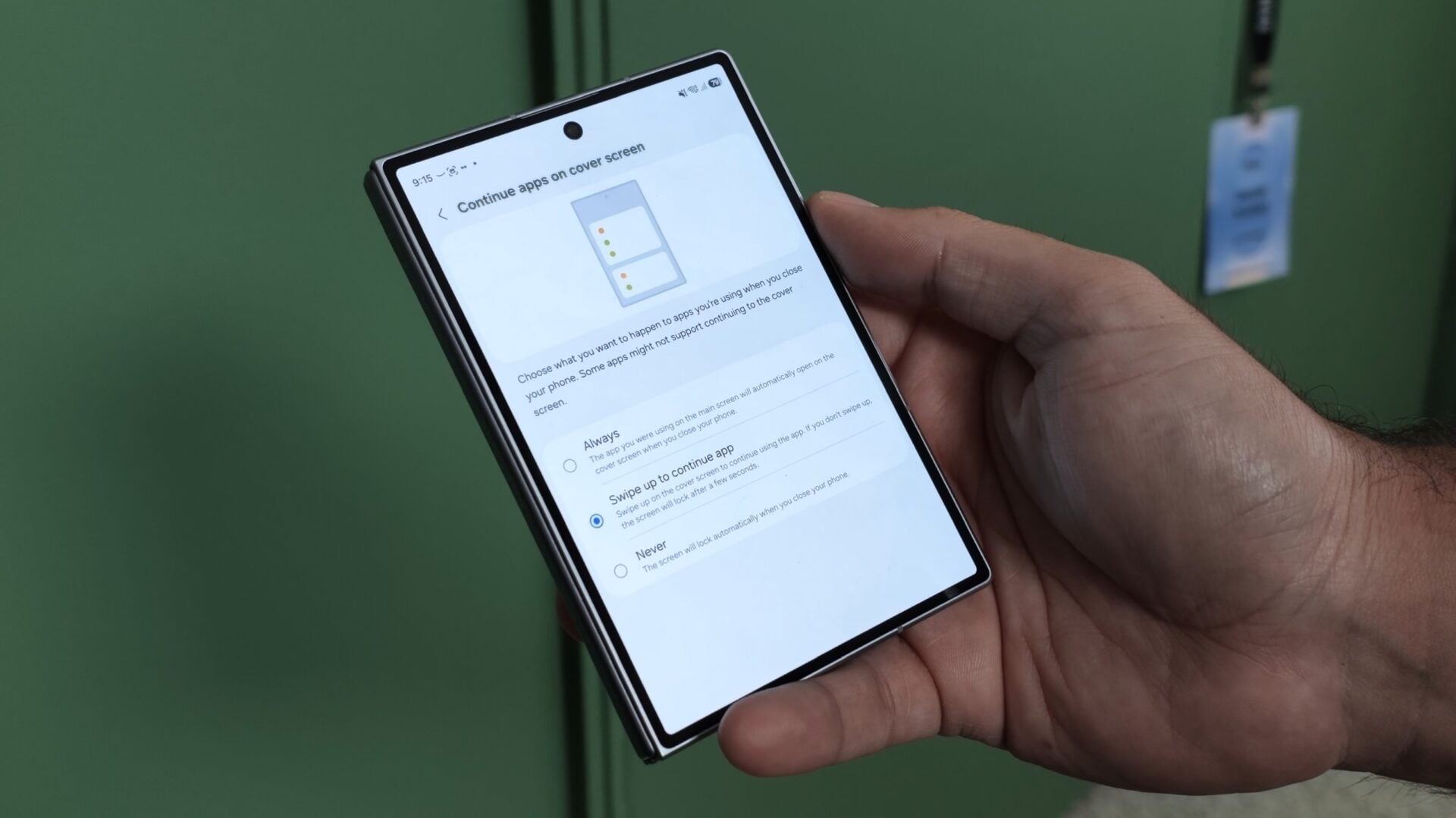 Galaxy Z Fold 8's 'continue apps on cover screen feature'