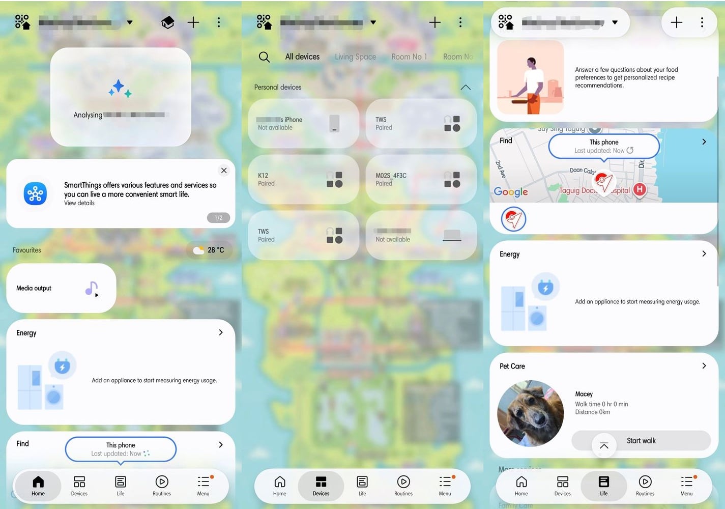 Samsung SmartThings UI Redesign Android One UI 9 September 2026 Home Devices Life Tabs
