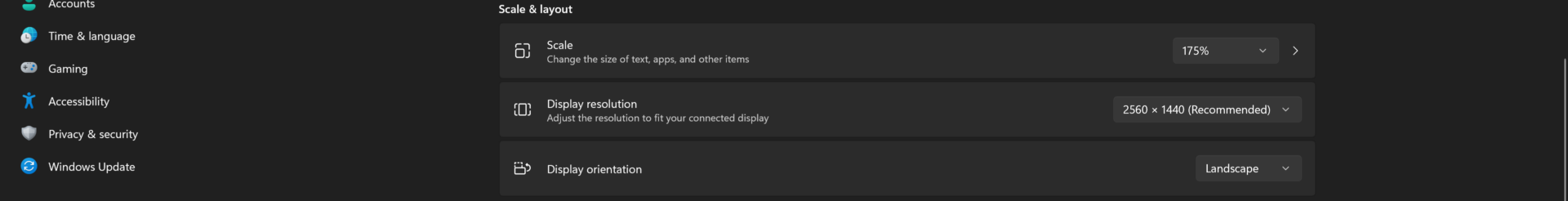 Adjusting Samsung Second Screen resolution and scale in Windows settings