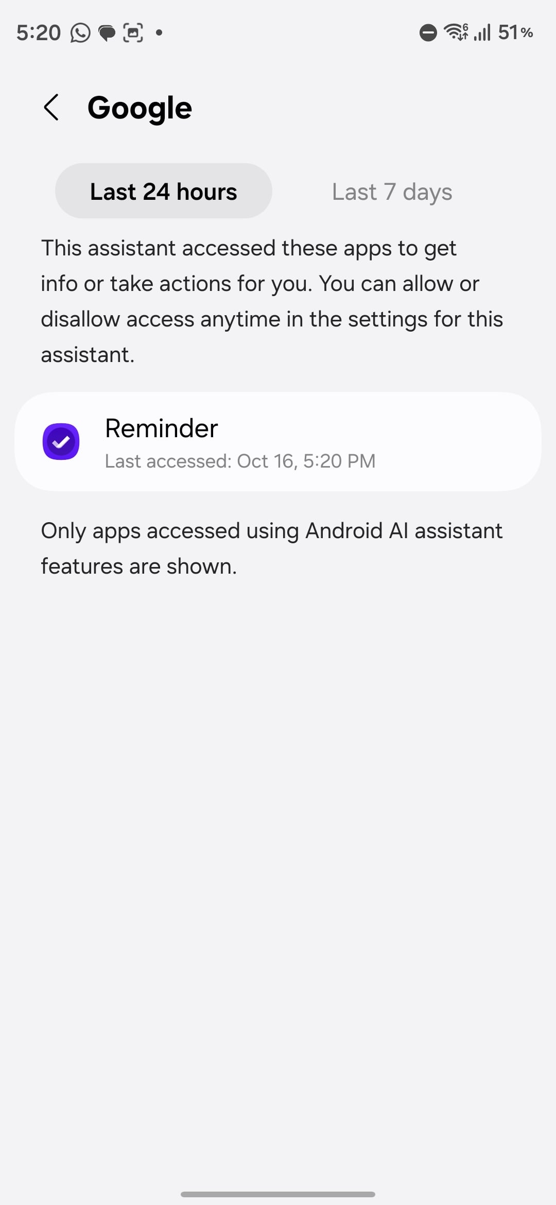 Checking AI assistant activity in One UI 9