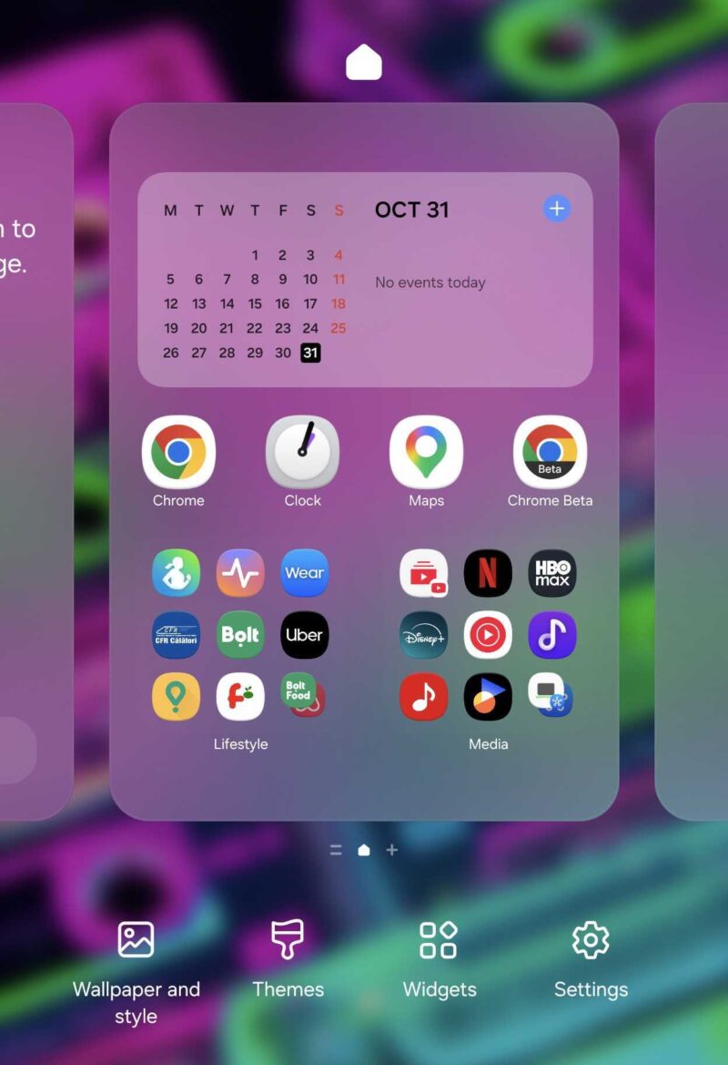 One UI home screen settings